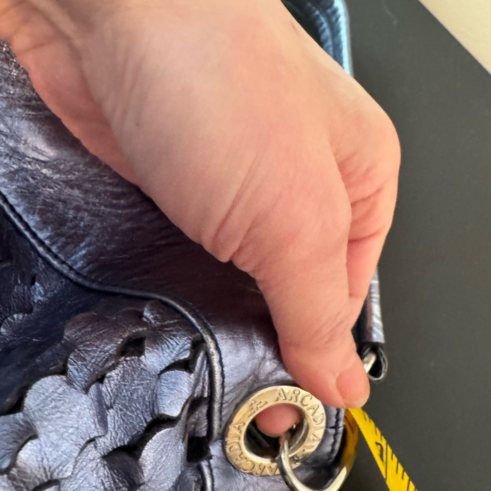 Woven Metallic Navy Hobo Bag - Women - Picture 6 of 9